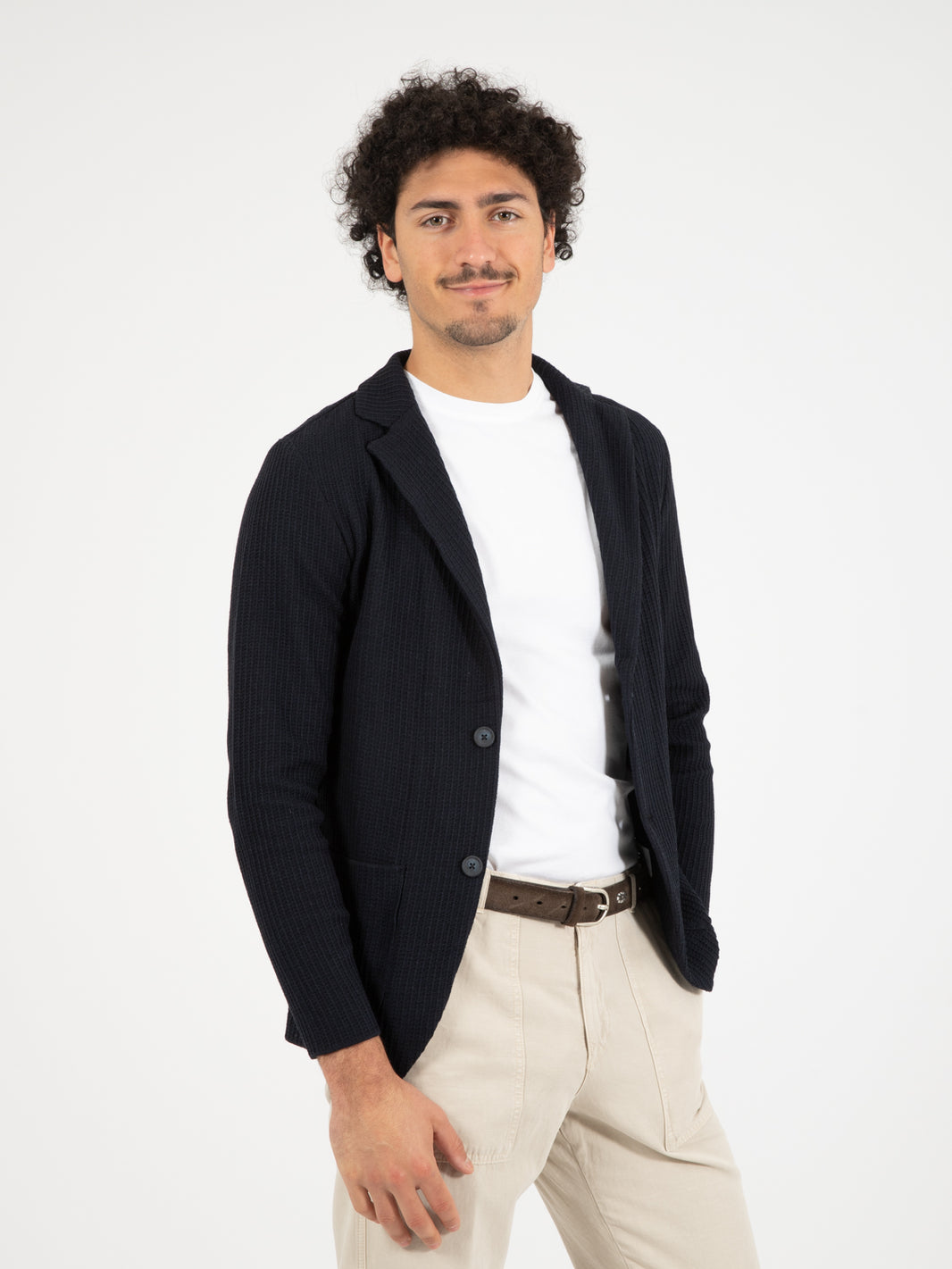 Blazer in maglia lavorata blu