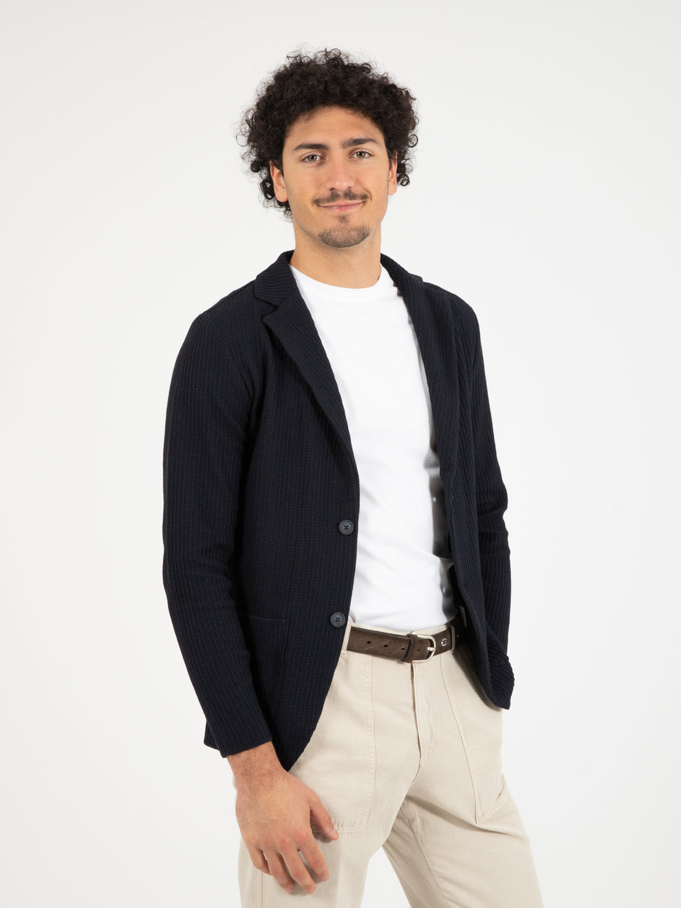 Blazer in maglia lavorata blu