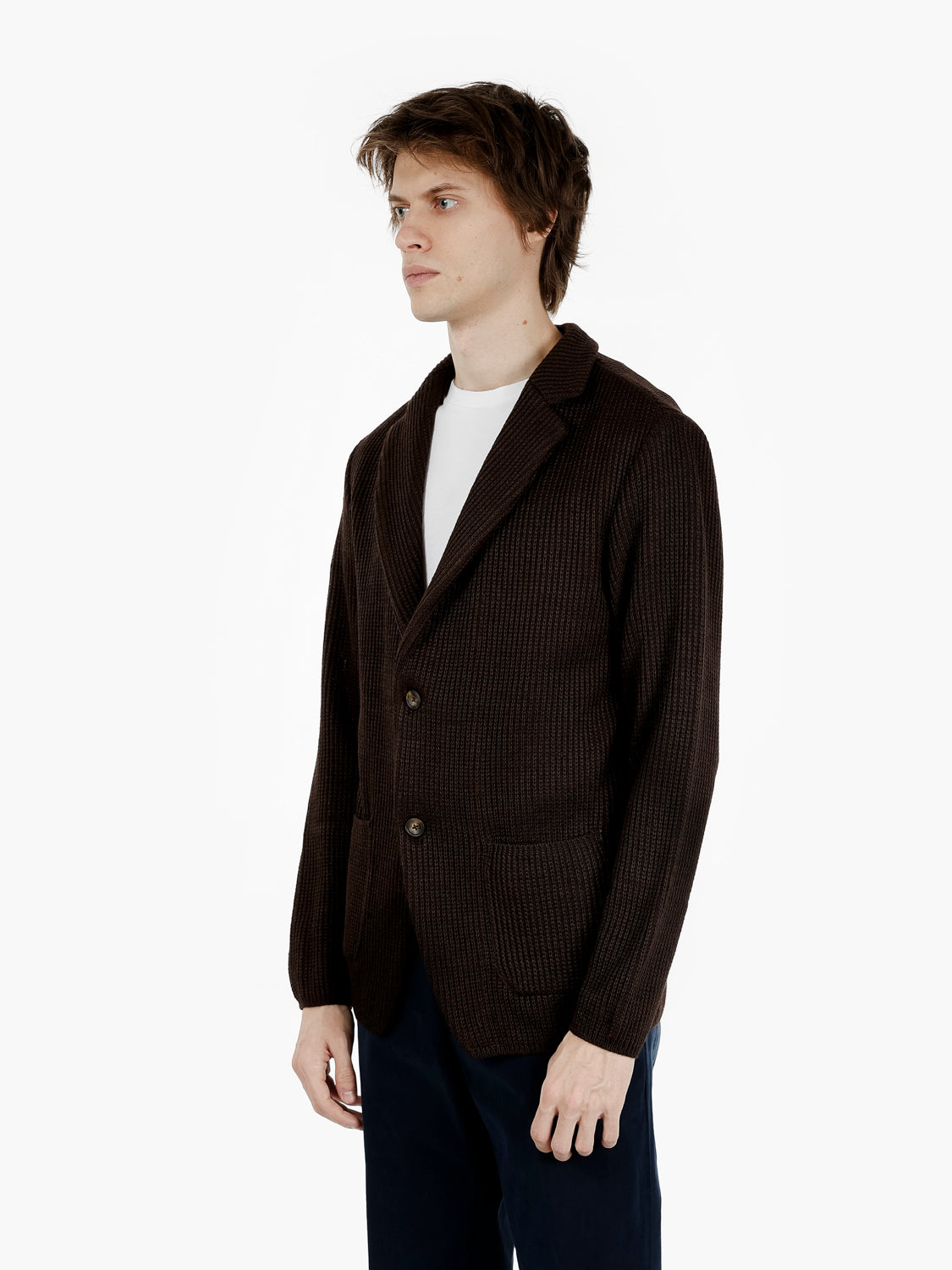 Blazer in maglia monopetto moro