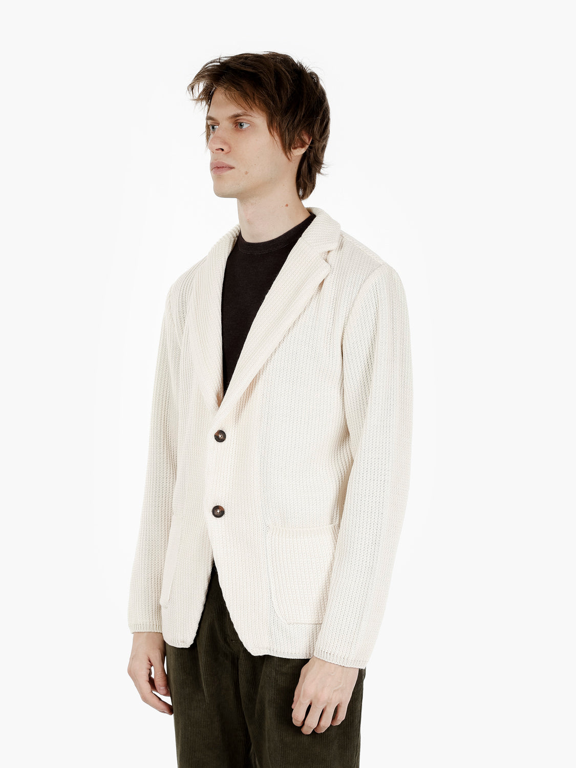 Blazer in maglia monopetto panna
