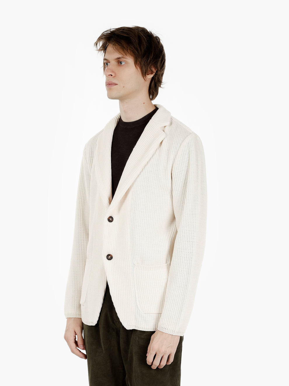 Blazer in maglia monopetto panna