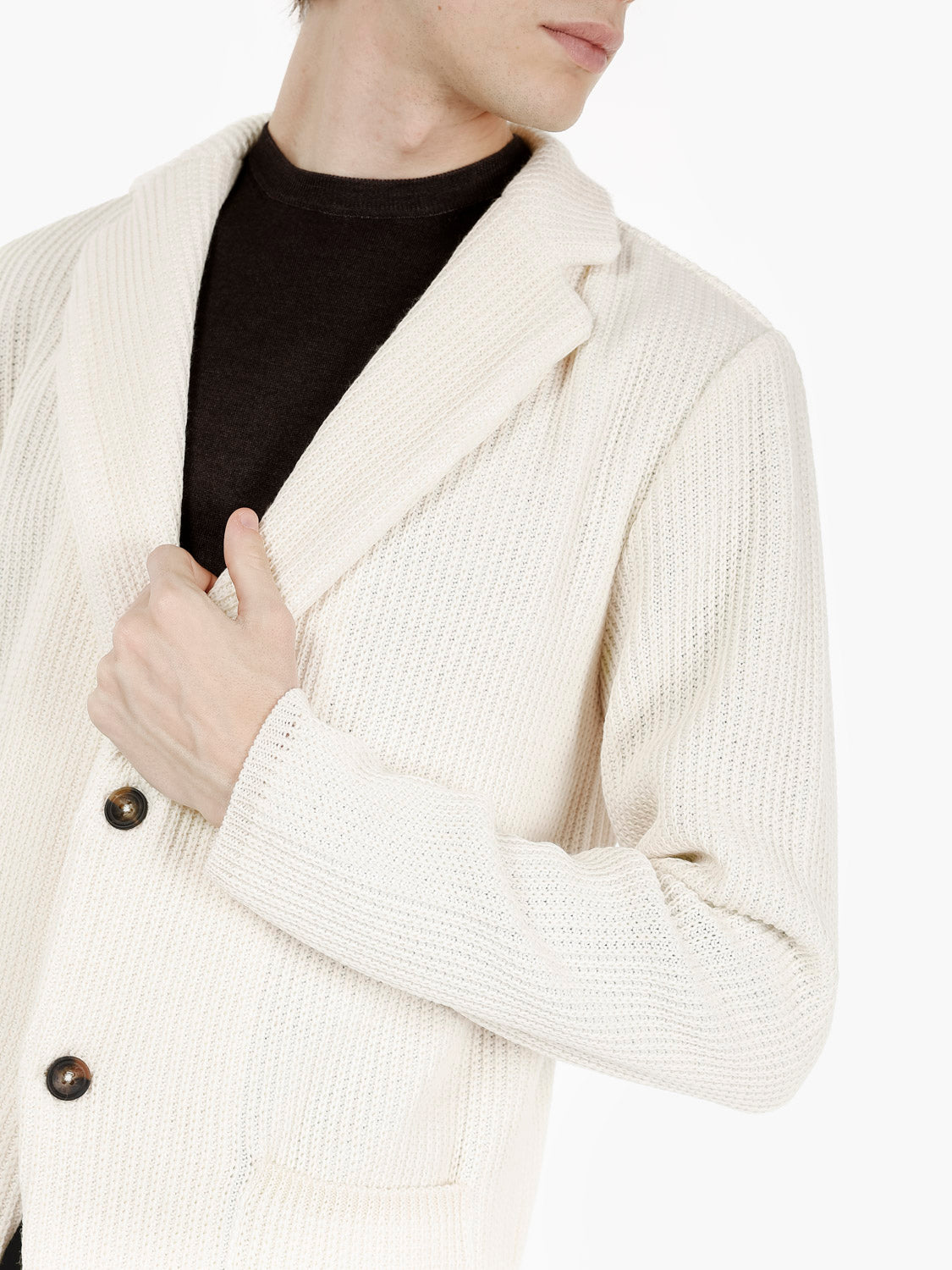 Blazer in maglia monopetto panna