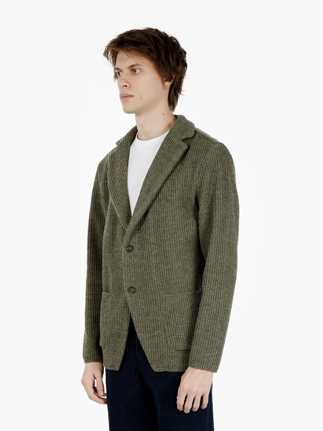 Blazer in maglia monopetto verde