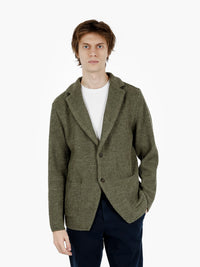 Green single-breasted knit blazer