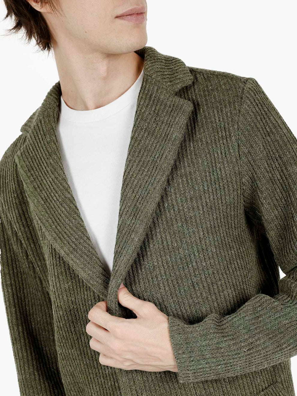 Blazer in maglia monopetto verde
