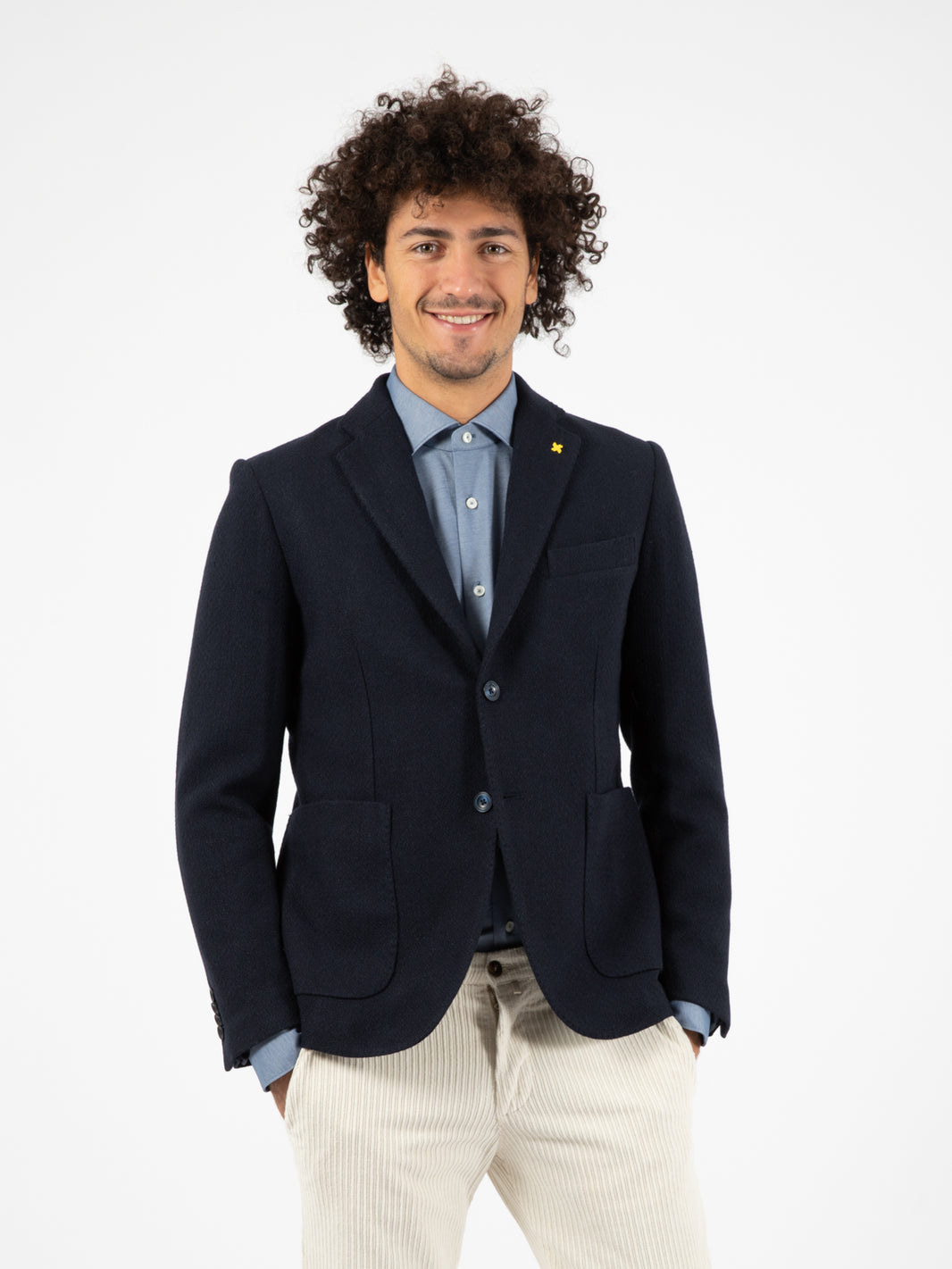 Blazer in tessuto operato blu