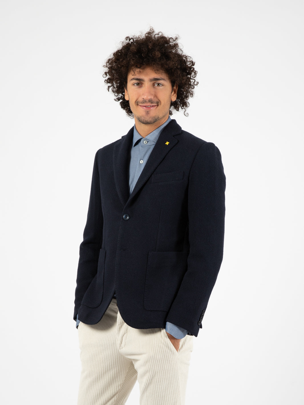 Blazer in tessuto operato blu