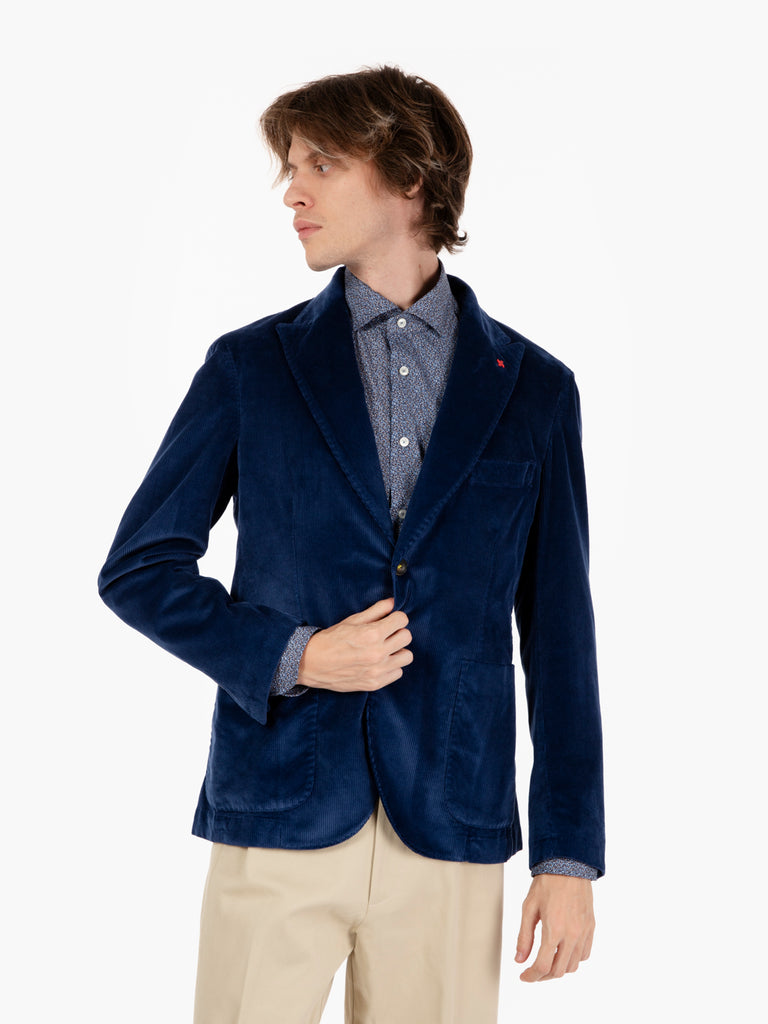 ALESSANDRO GILLES - Blazer in velluto a coste blu royal