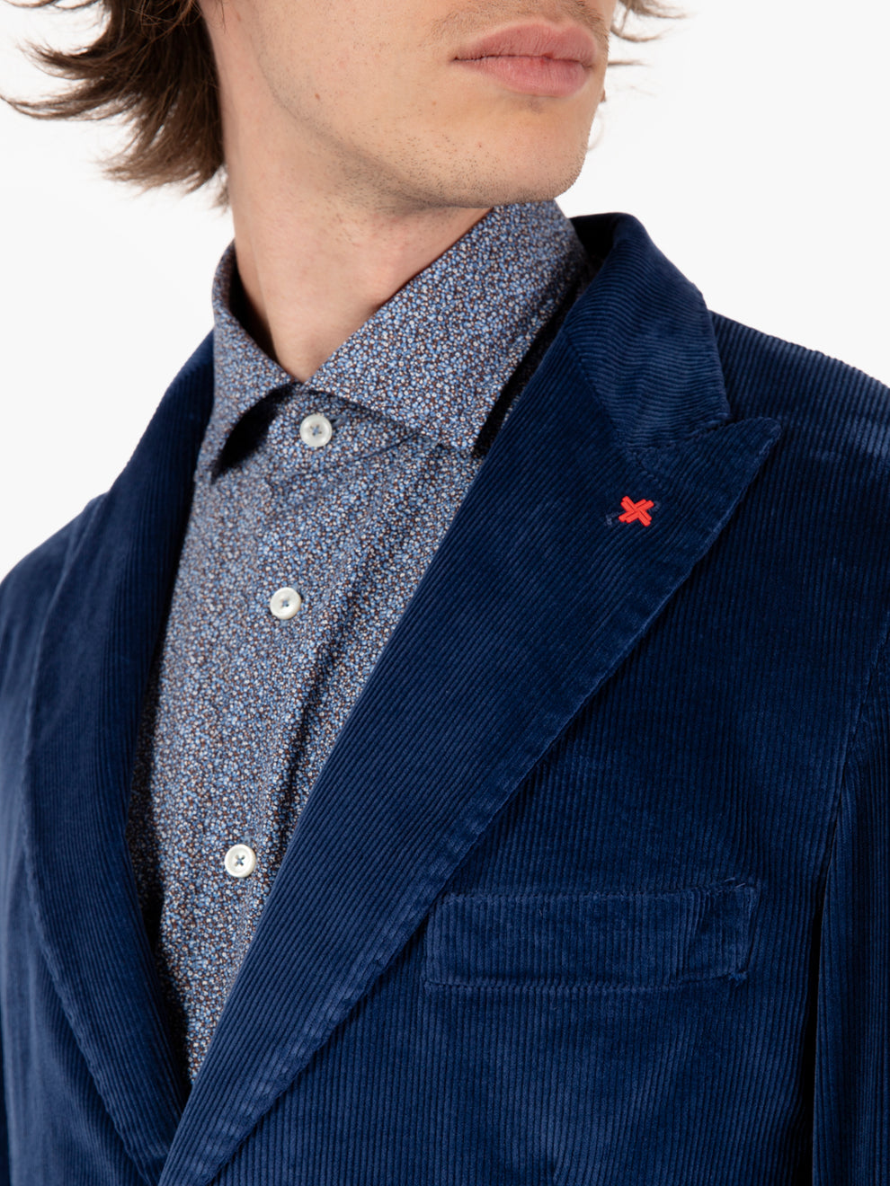 Blazer in velluto a coste blu royal