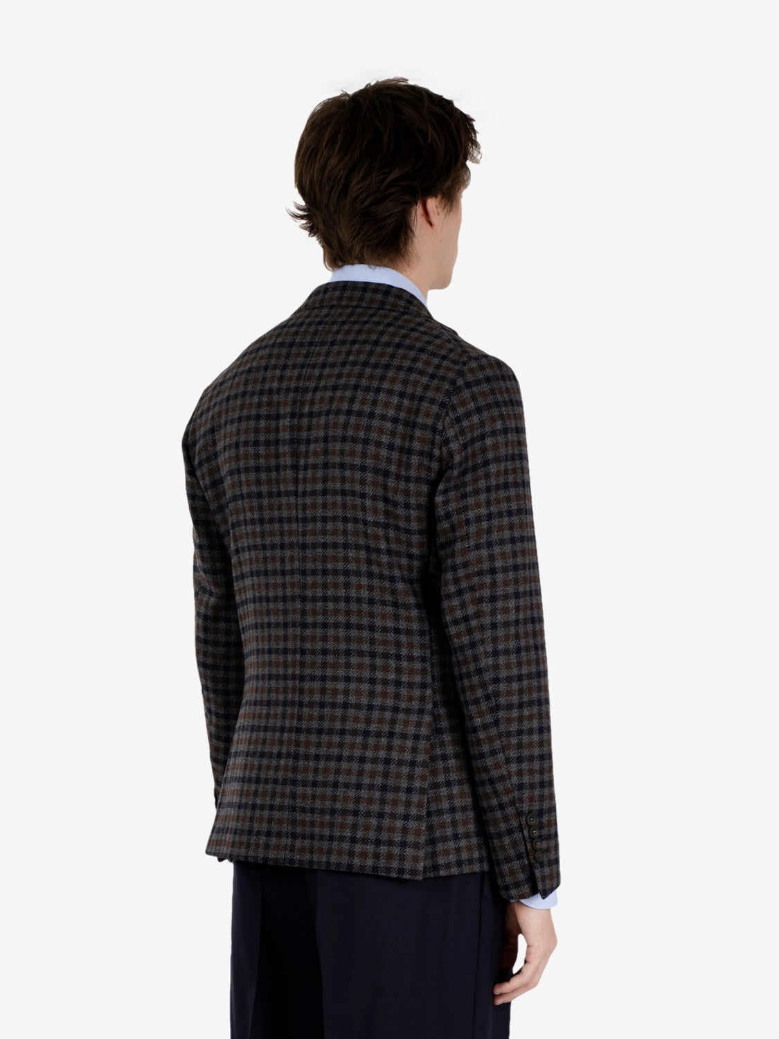 Blazer monopetto check grigio / marrone / blu