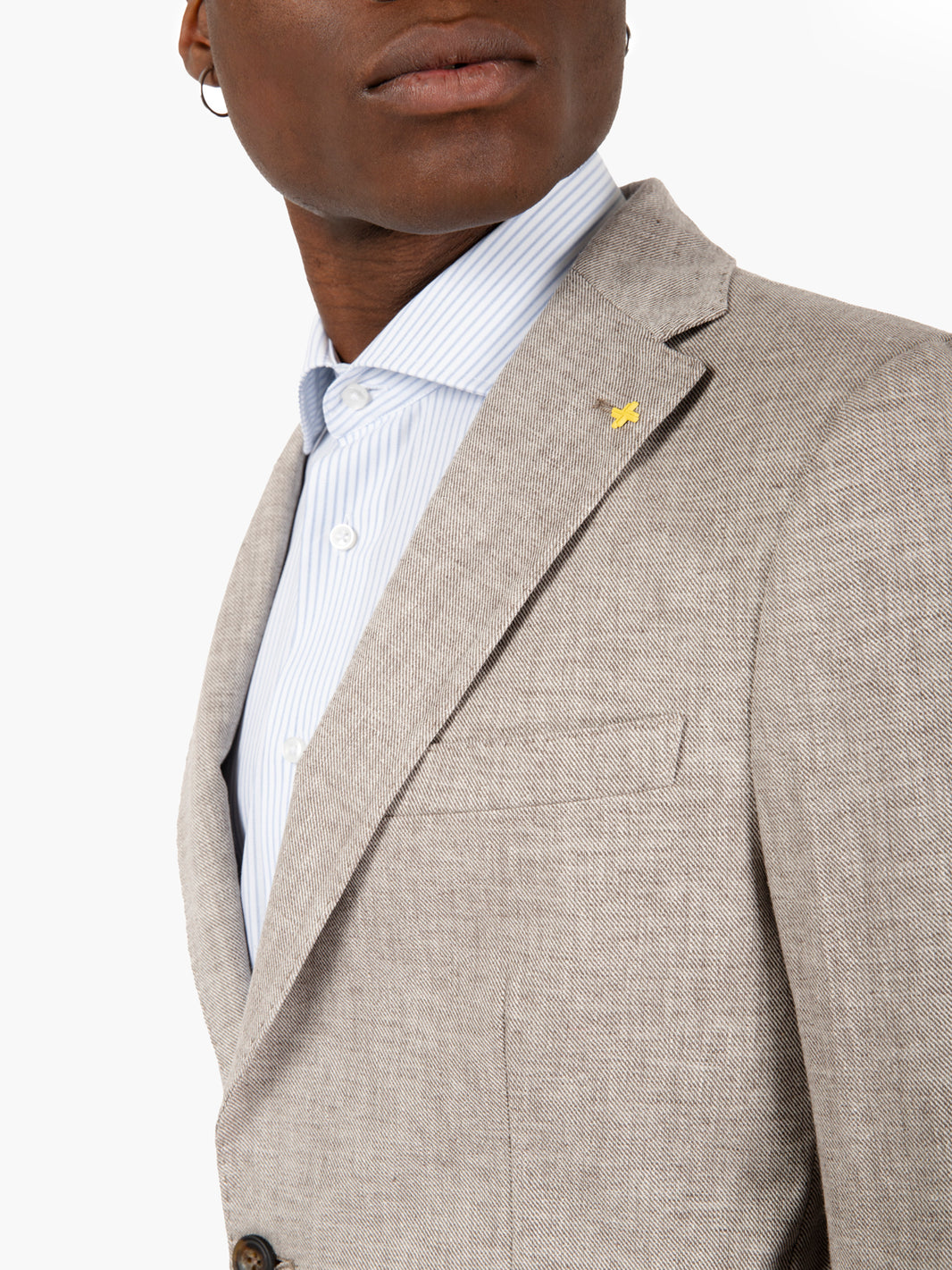 Blazer monopetto cotone e lino moro