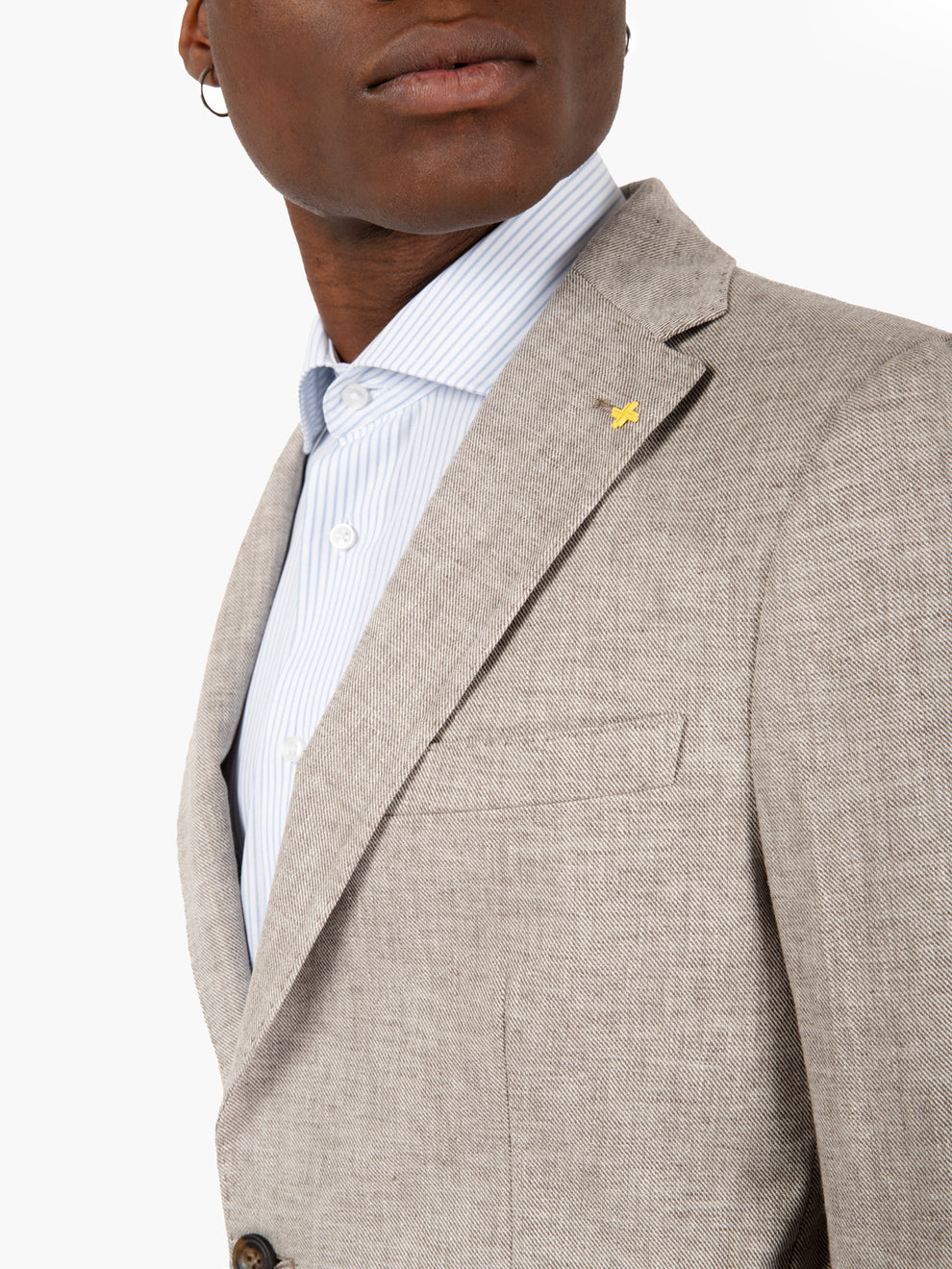 Blazer monopetto cotone e lino moro