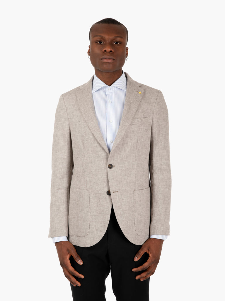 ALESSANDRO GILLES - Blazer monopetto cotone e lino moro