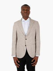 ALESSANDRO GILLES - Blazer monopetto cotone e lino moro