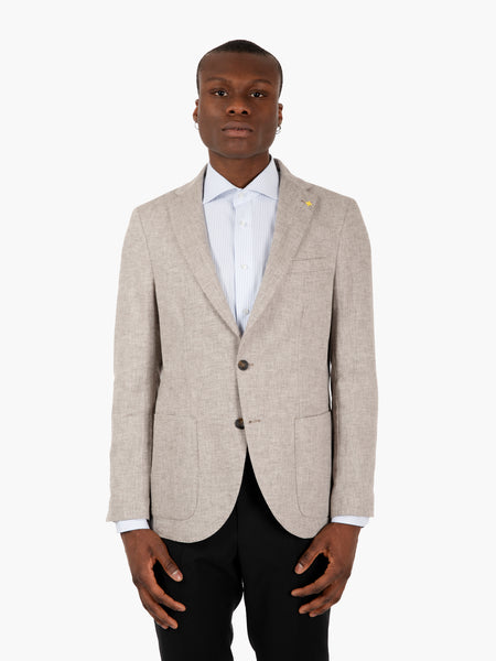 Blazer monopetto cotone e lino moro