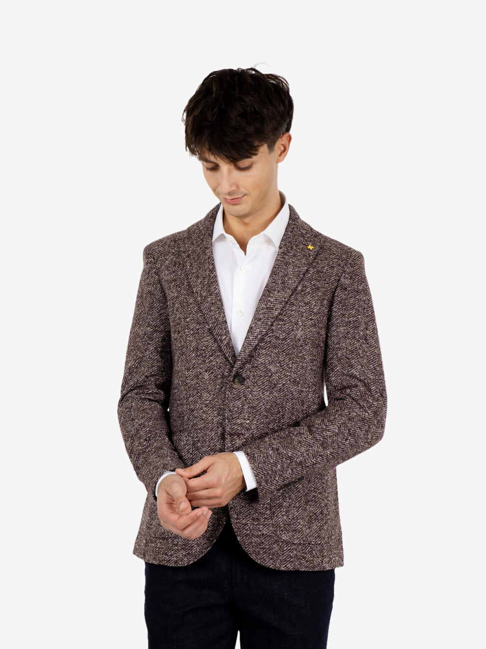 Blazer monopetto spinato bordeaux
