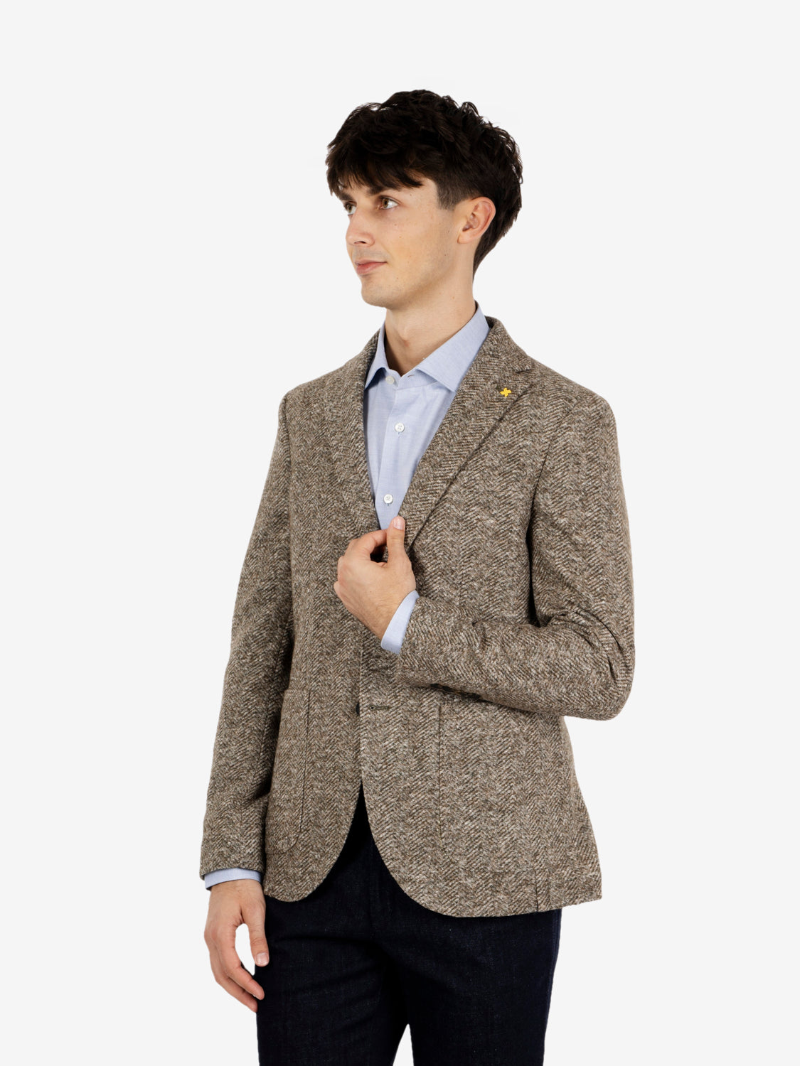 Blazer monopetto spinato marrone