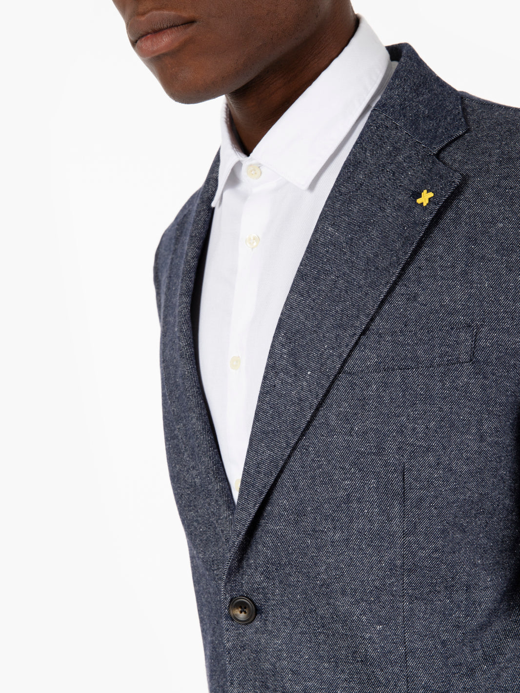 Blazer morbido in denim blu