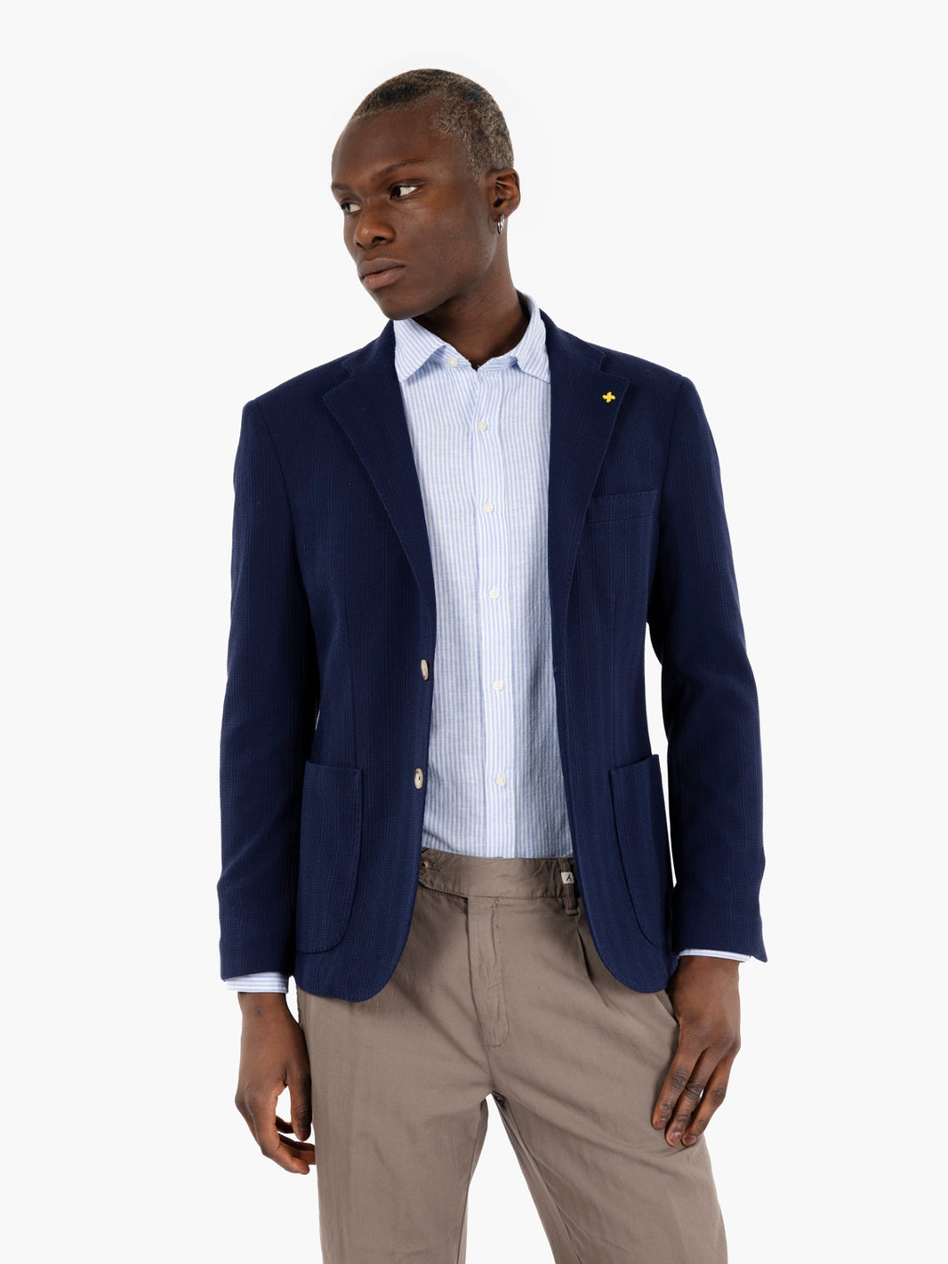 Blazer tessuto operato navy