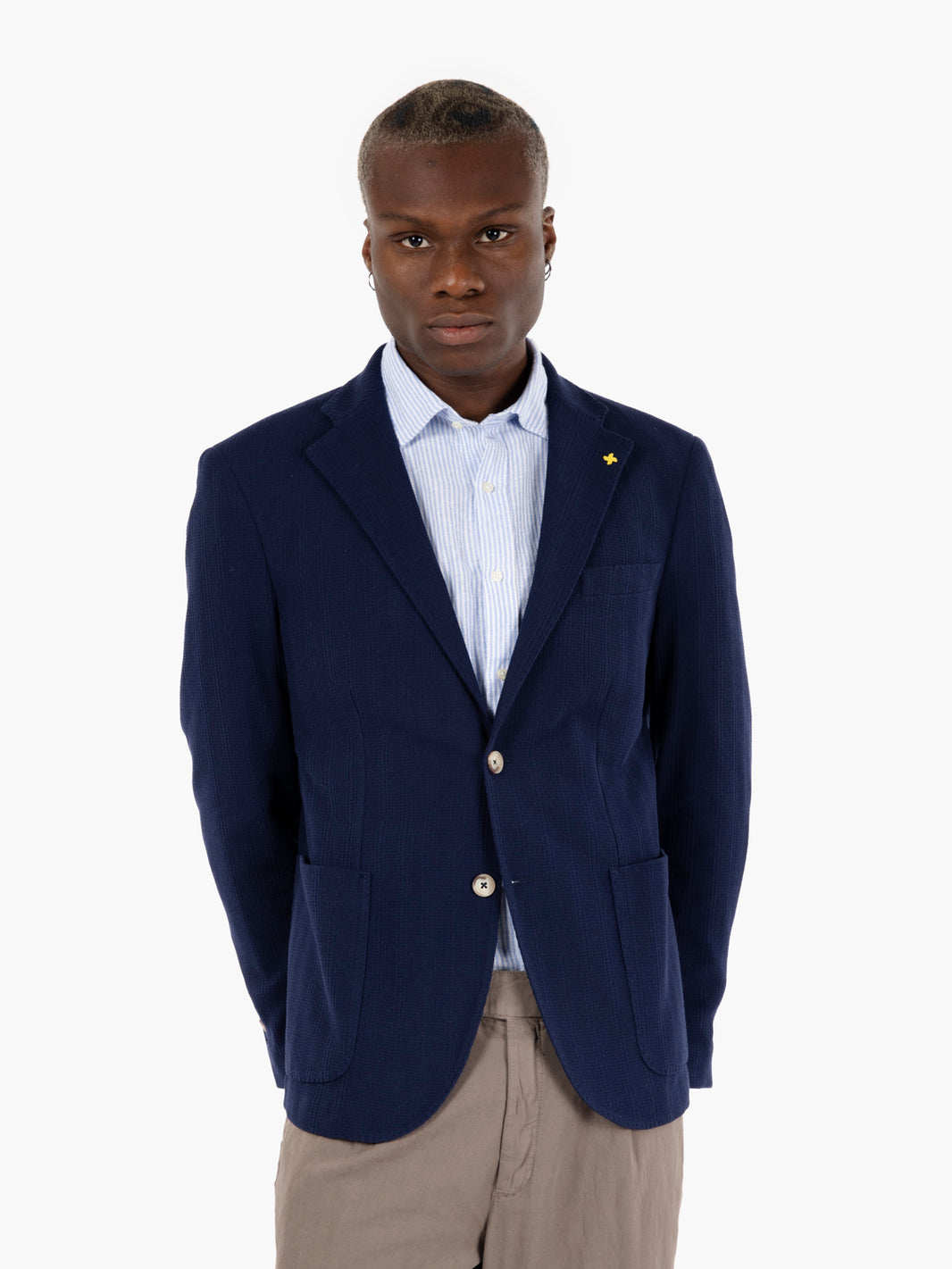 Blazer tessuto operato navy