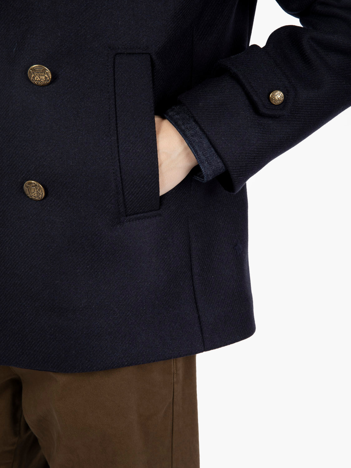 Cappotto corto in misto lana navy