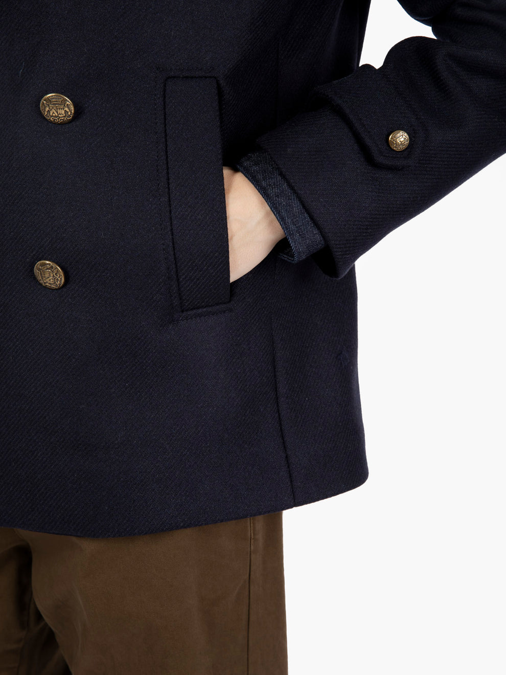 Cappotto corto in misto lana navy