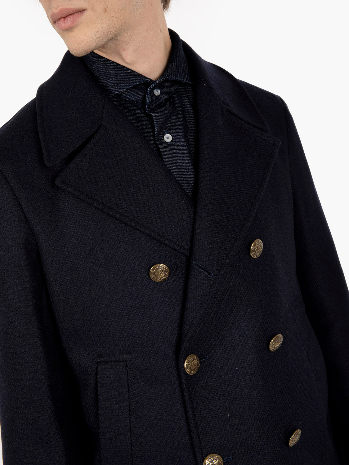 Cappotto corto in misto lana navy
