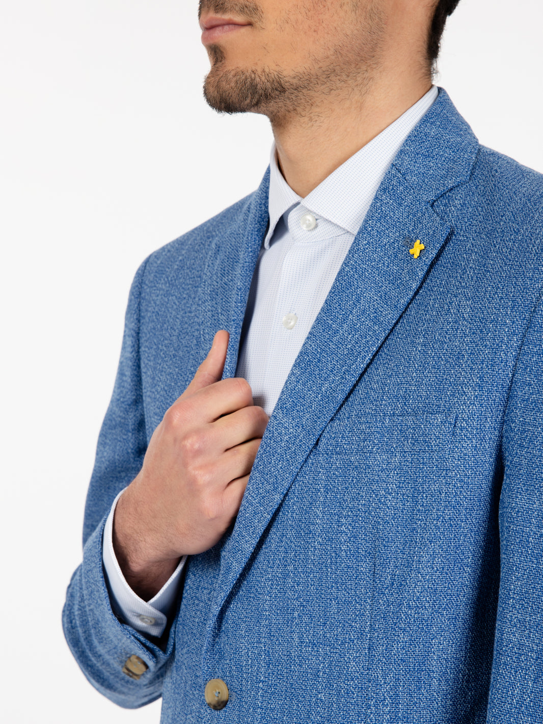 Giacca cotone mossa blu