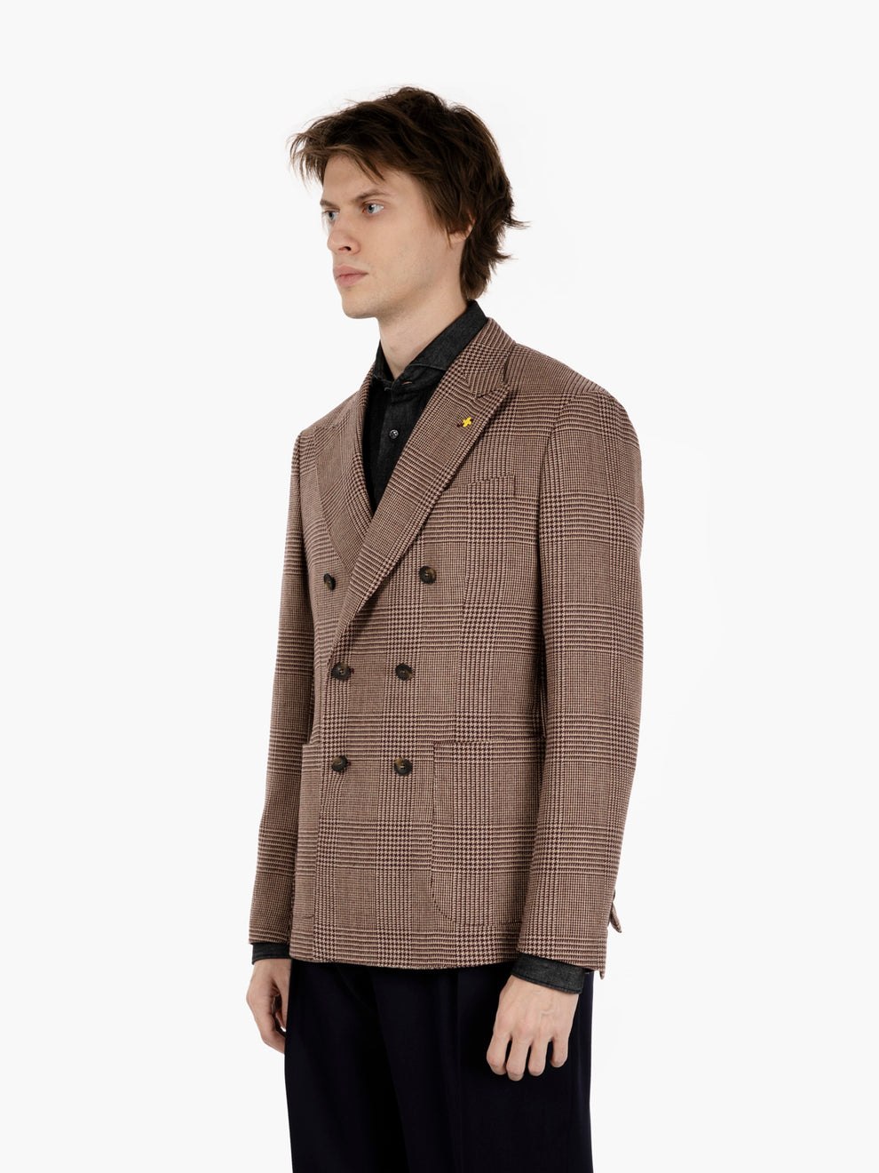 DARK BROWN/BEIGE DOUBLE-BREASTED JACKET G740-4404_08