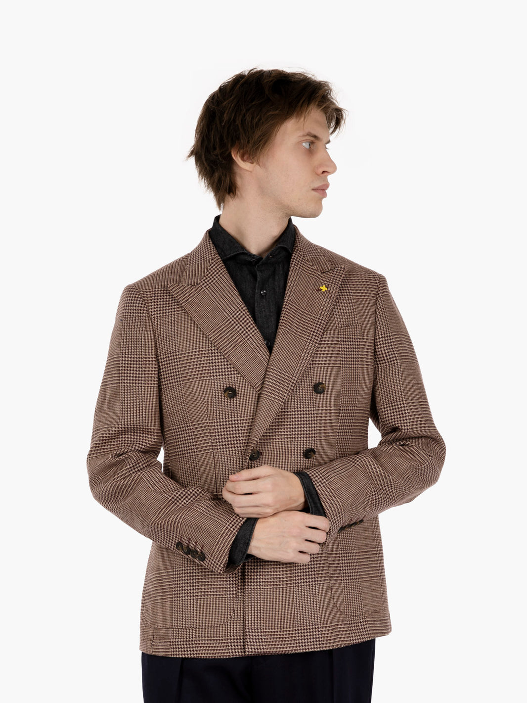 DARK BROWN/BEIGE DOUBLE-BREASTED JACKET G740-4404_08
