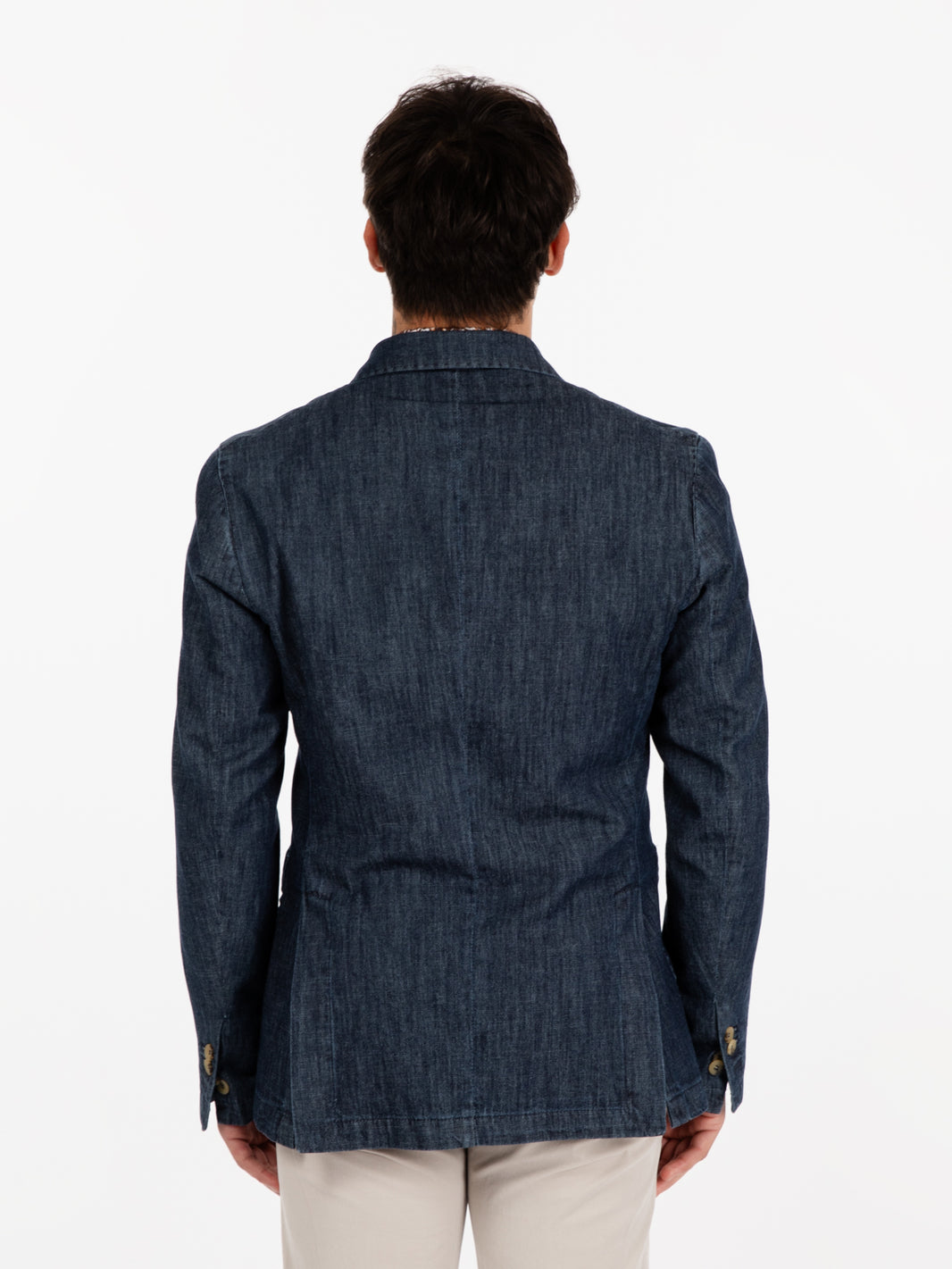 Indigo denim double breasted jacket