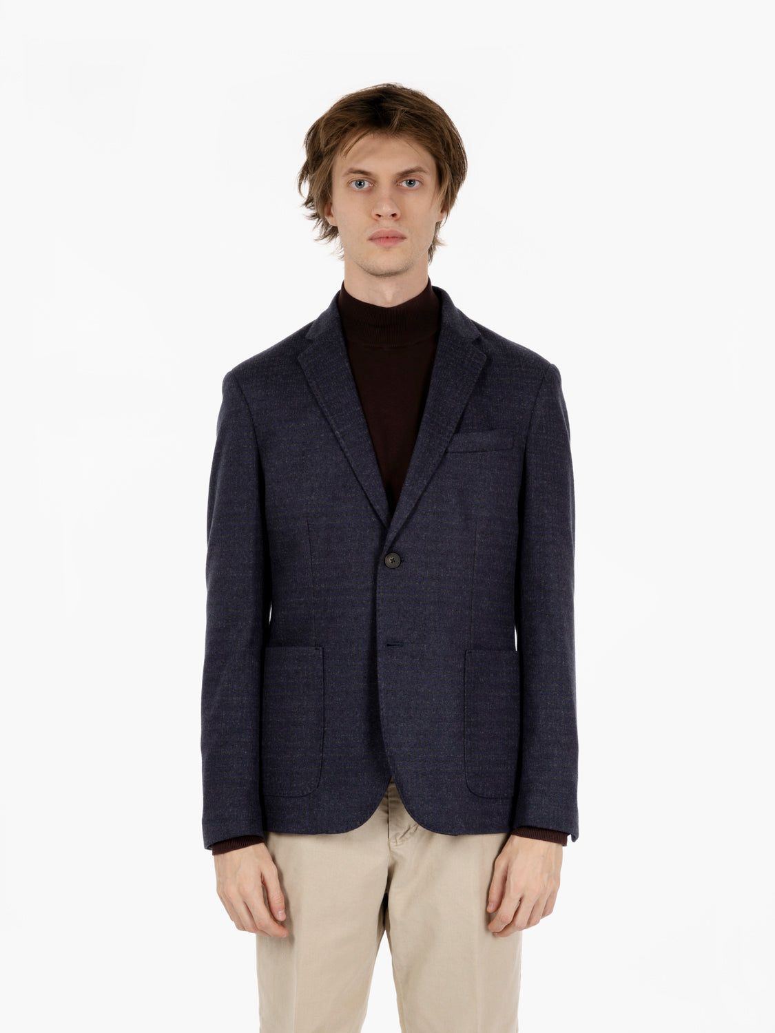 NAVY/GREEN CHECKED HOOOTY JACKET GMAT-3397_04