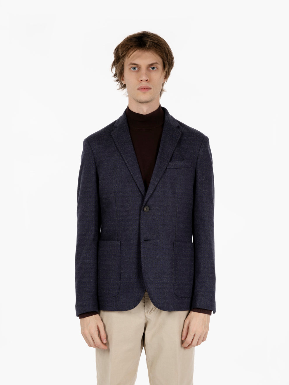 NAVY/GREEN CHECKED HOOOTY JACKET GMAT-3397_04