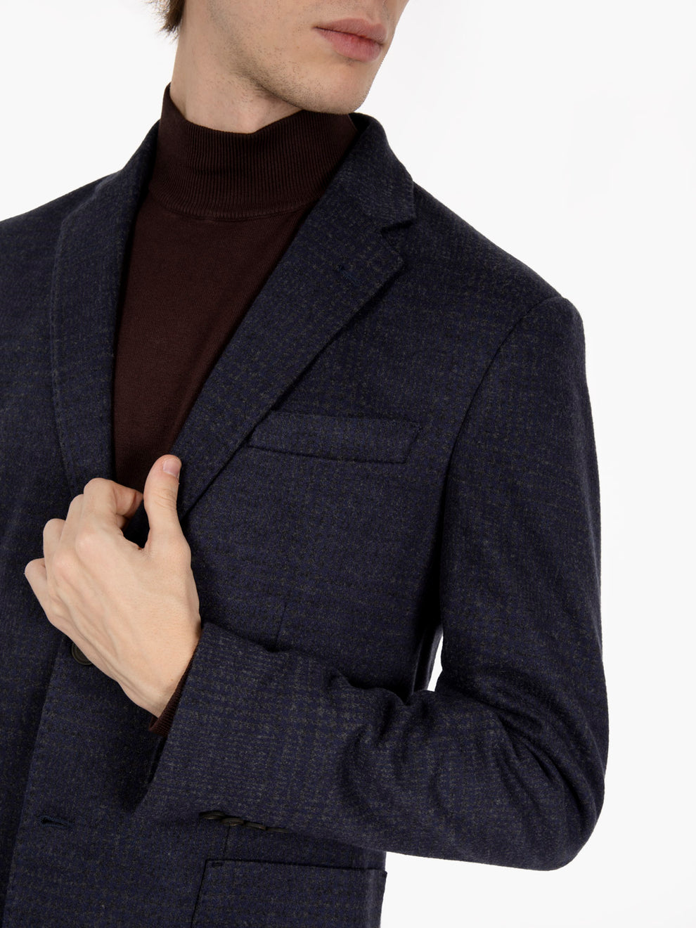 NAVY/GREEN CHECKED HOOOTY JACKET GMAT-3397_04