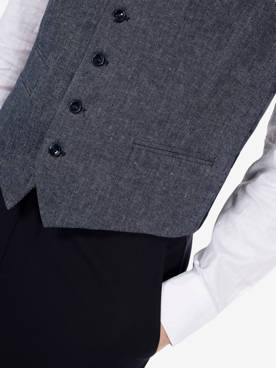 Classic slim fit blue denim waistcoat