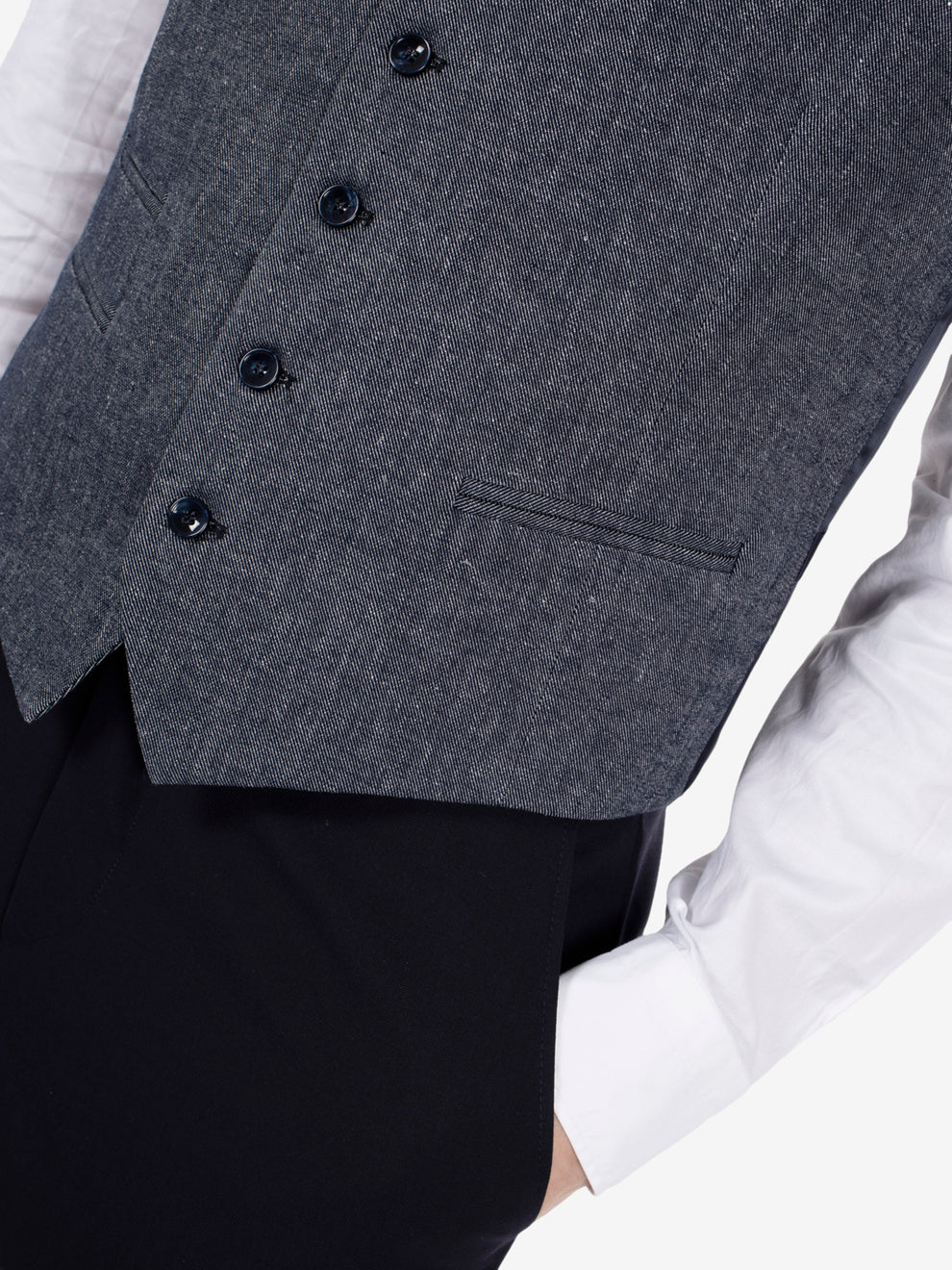 Classic slim fit blue denim waistcoat