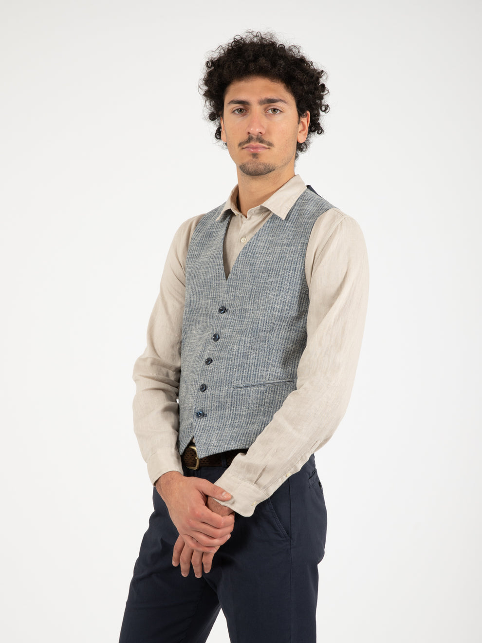 Gilet microfantasia blu