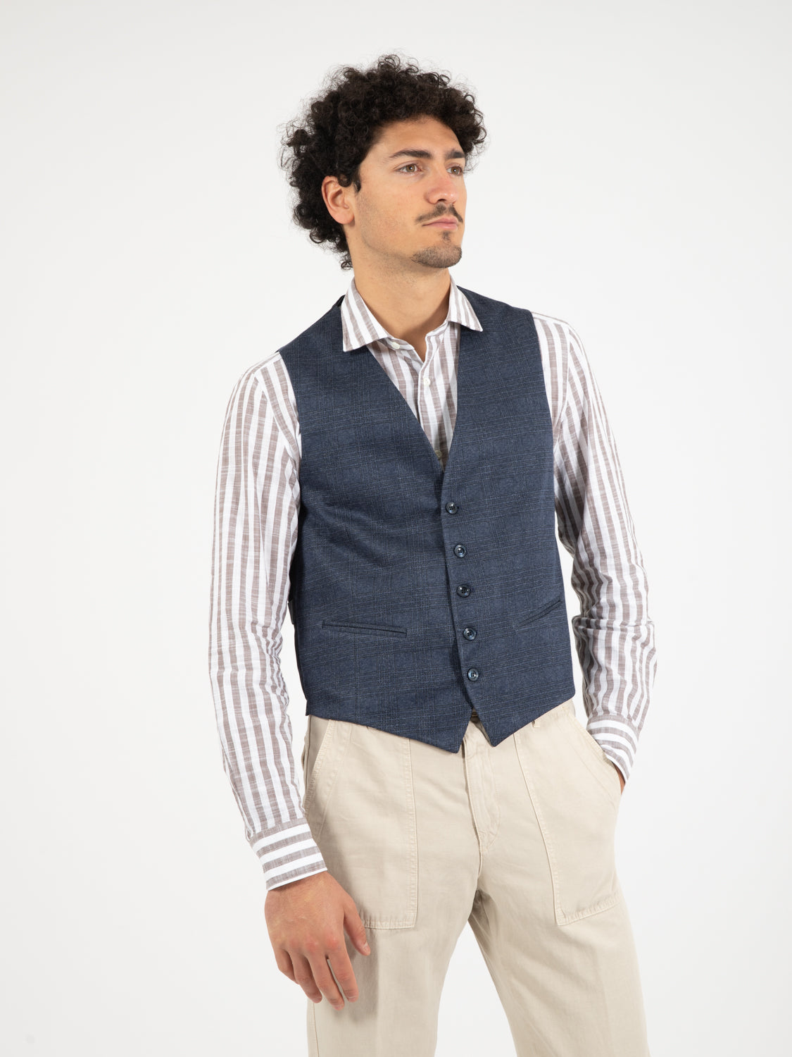 Gilet misto viscosa fantasia blu