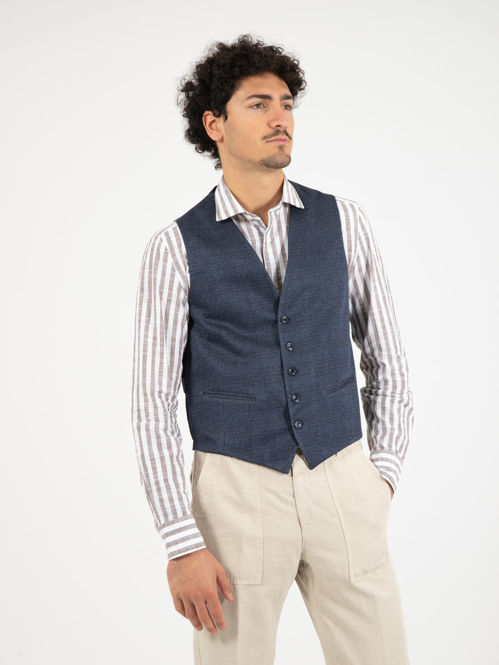 Gilet misto viscosa fantasia blu