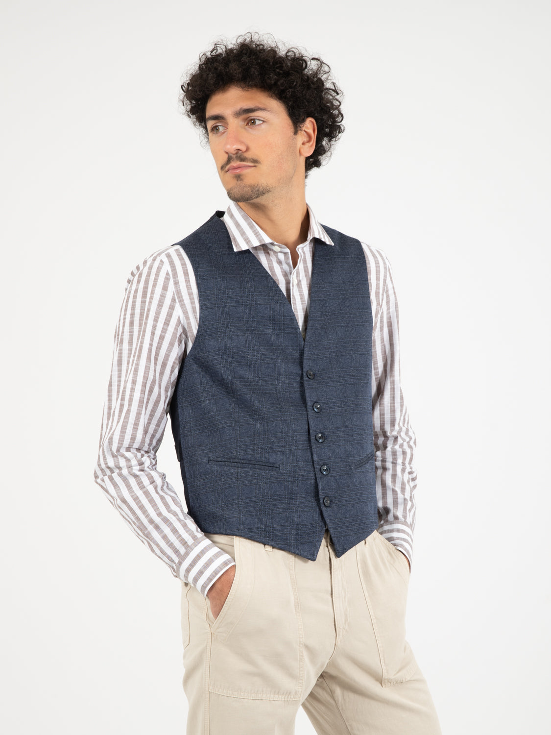 Gilet misto viscosa fantasia blu