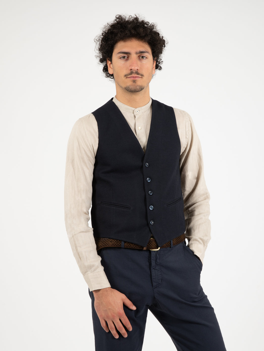 Gilet slim fit blu scuro