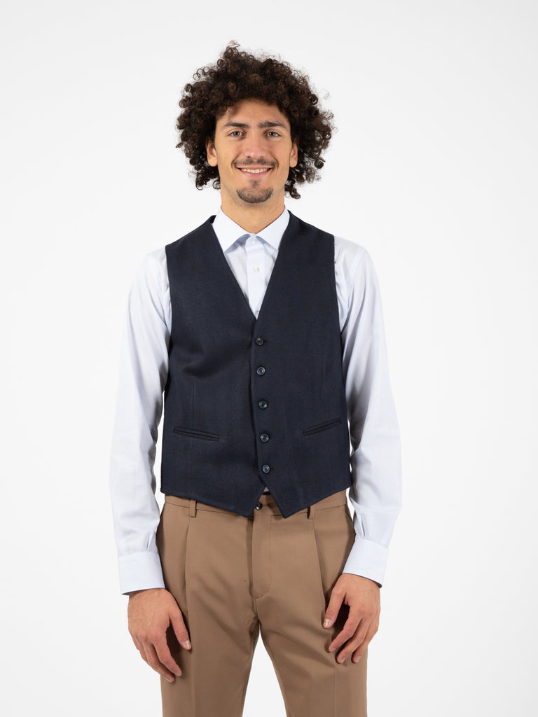 ALESSANDRO GILLES - Gilet slim fit microfantasia blu