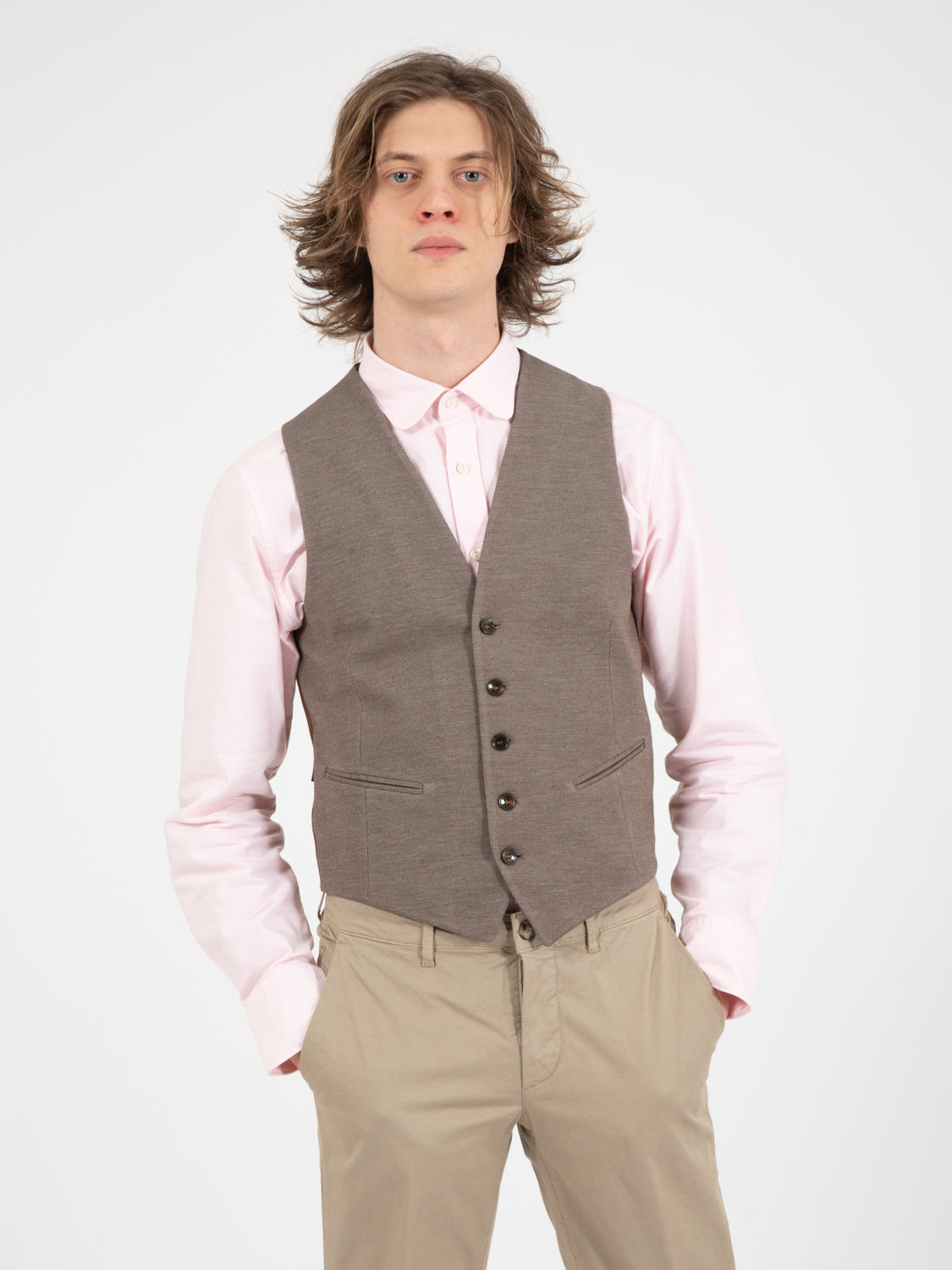 Gilet slim fit tortora