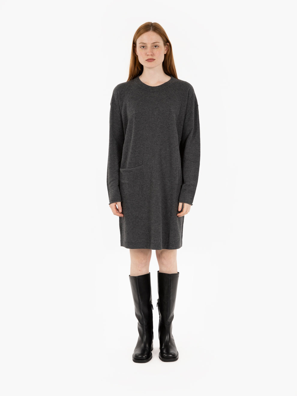 Melange grey knitted dress