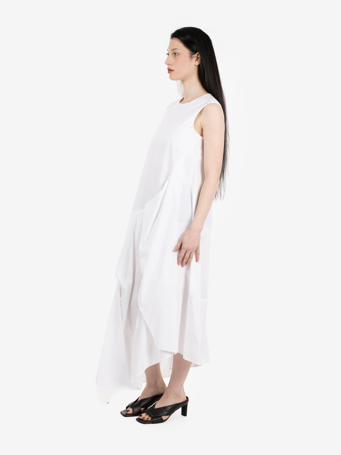 Abito lungo con cintura bianco