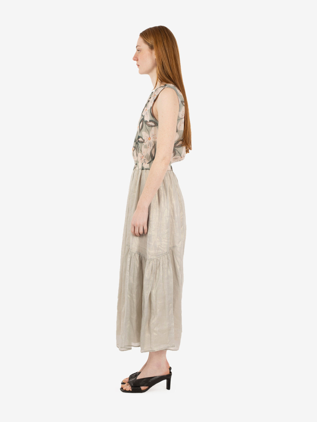 Long dress with green floral top