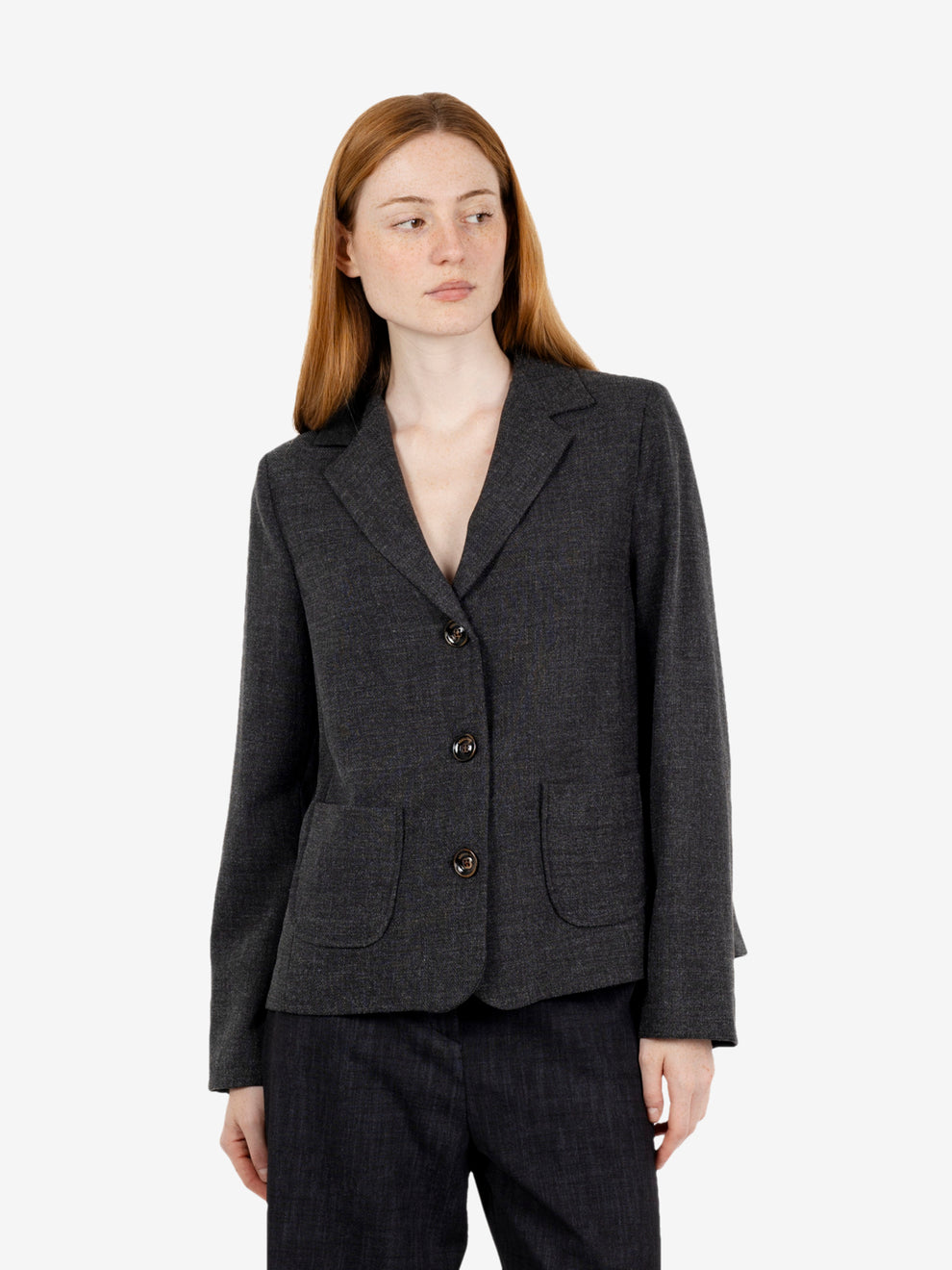 Dark mélange gray single-breasted blazer