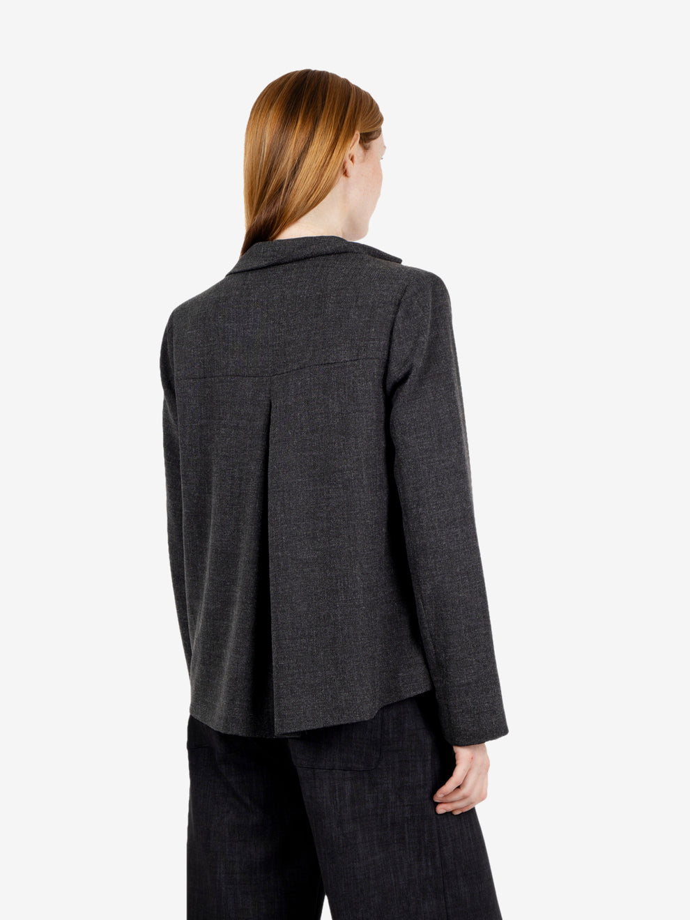 Dark mélange gray single-breasted blazer