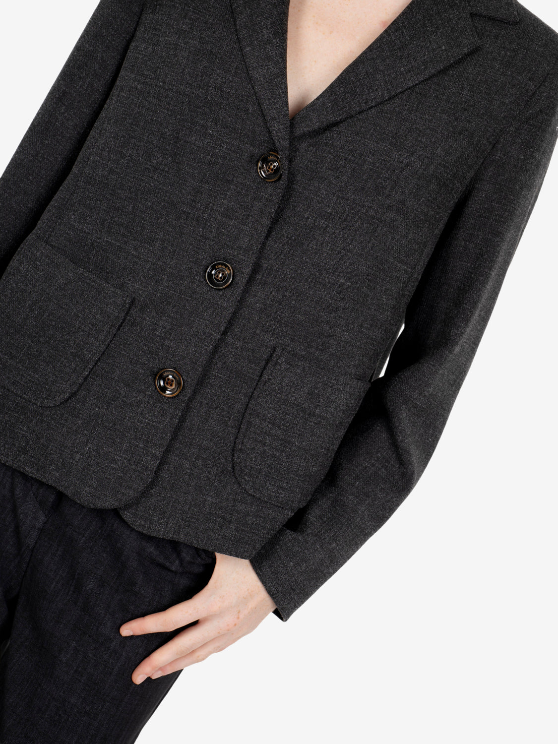 Dark mélange gray single-breasted blazer
