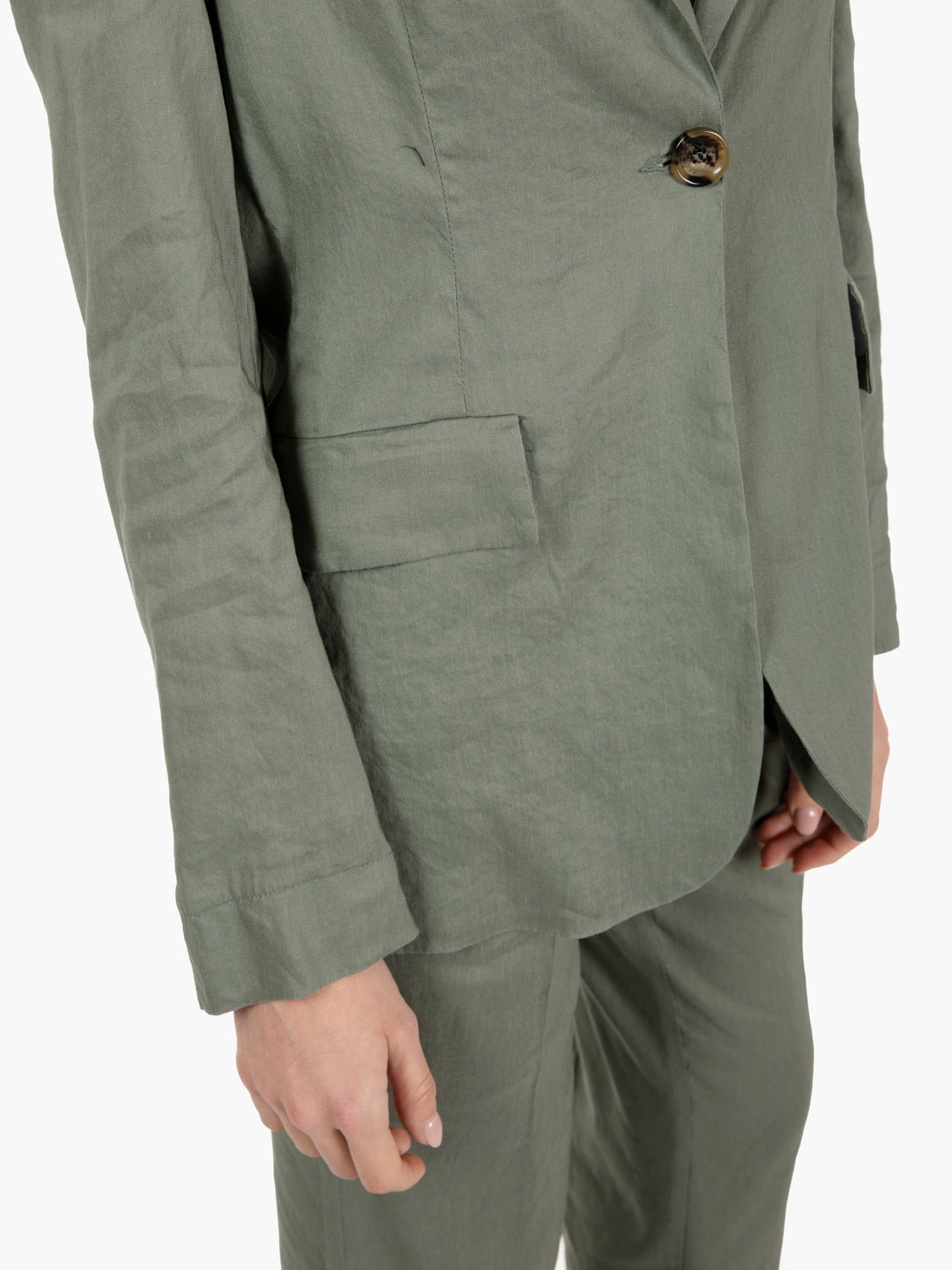 Blazer verde in lino e viscosa